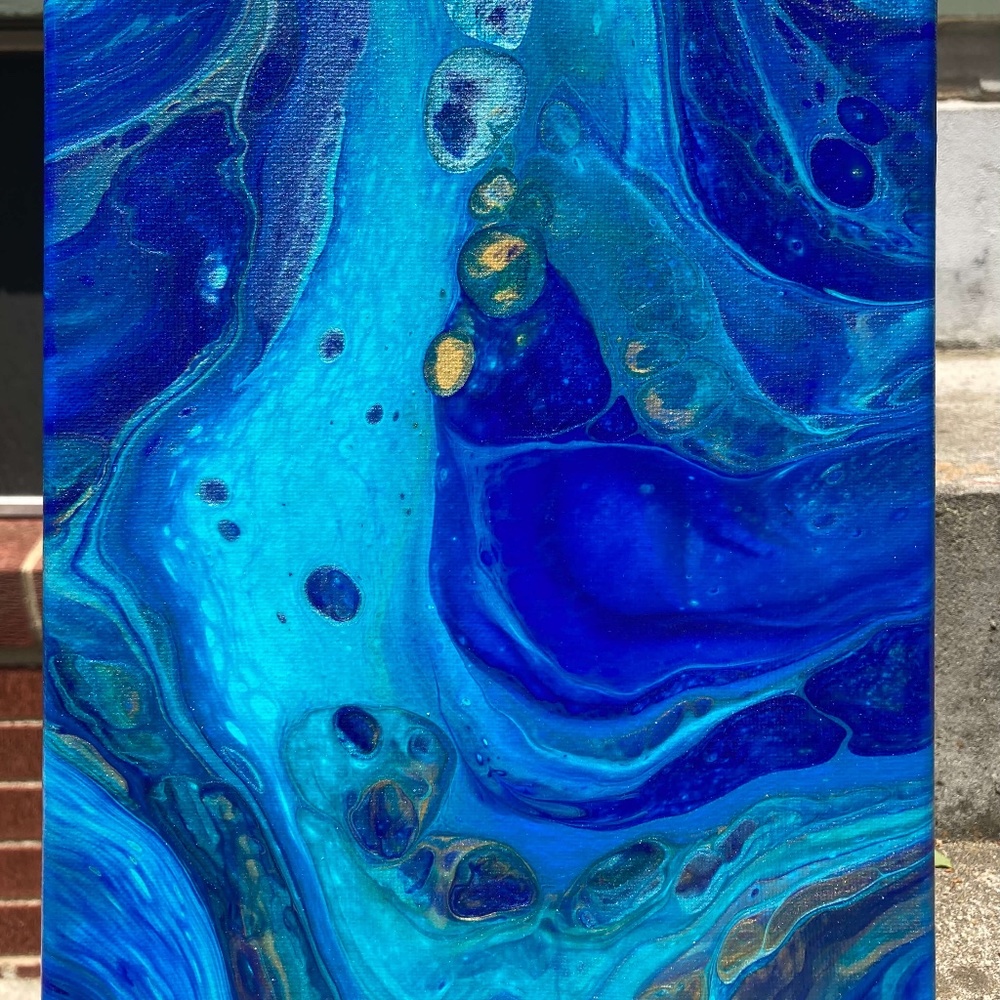 Lissome 8"x10" Painting by Color Fluent Art (Blue/Gold)